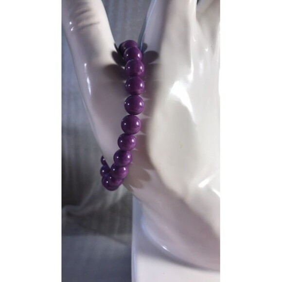 Purple Mica Beaded Stretch Bracelet -8mm - Picture 2 of 4